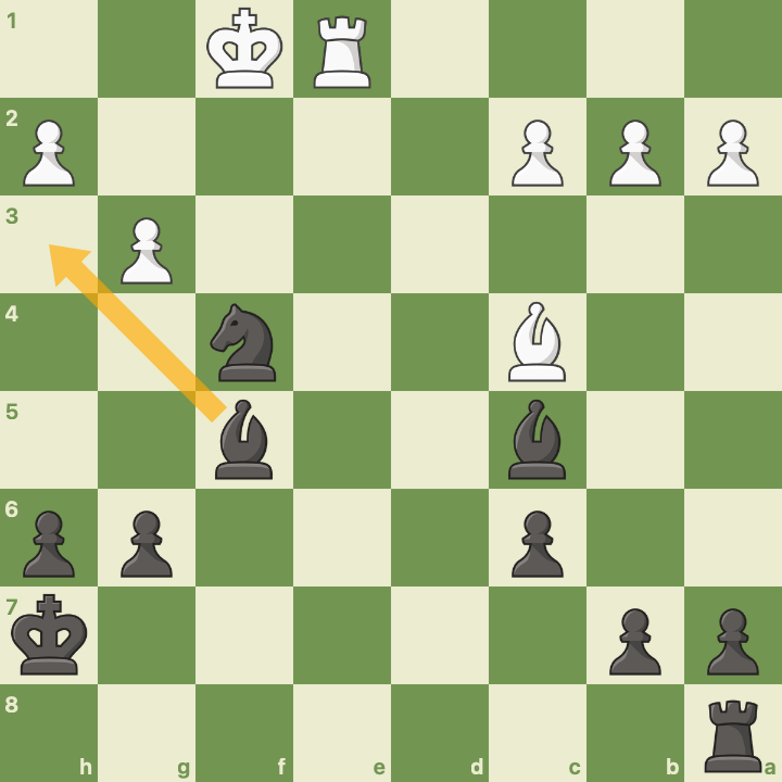 After 23. g3 - Bh3# is checkmate in one