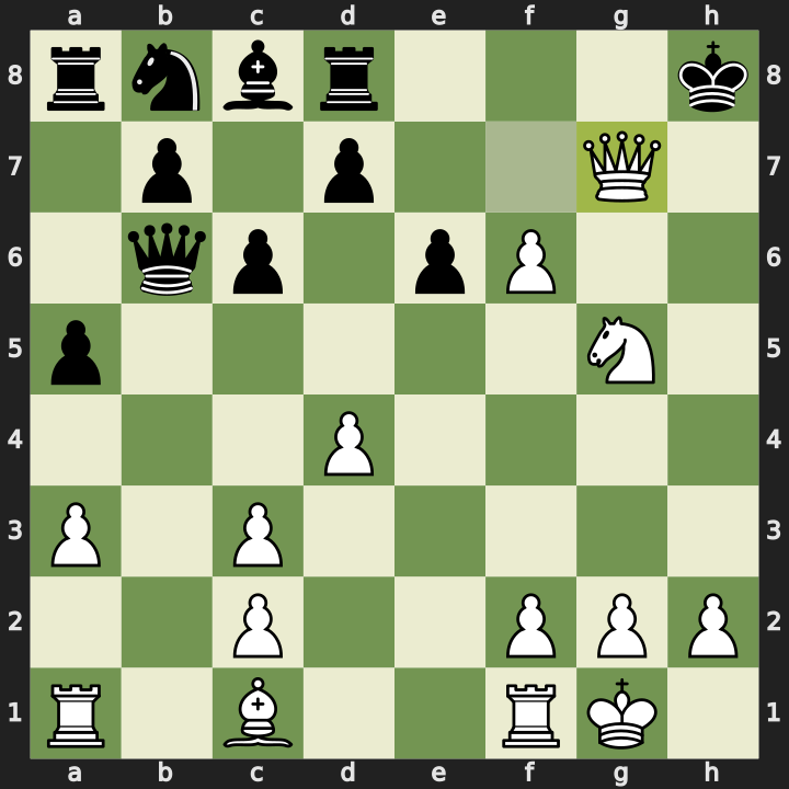 Checkmate after 15.Qxg7#