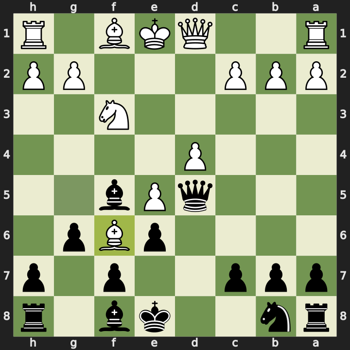 After 10. Bf6, Black to move