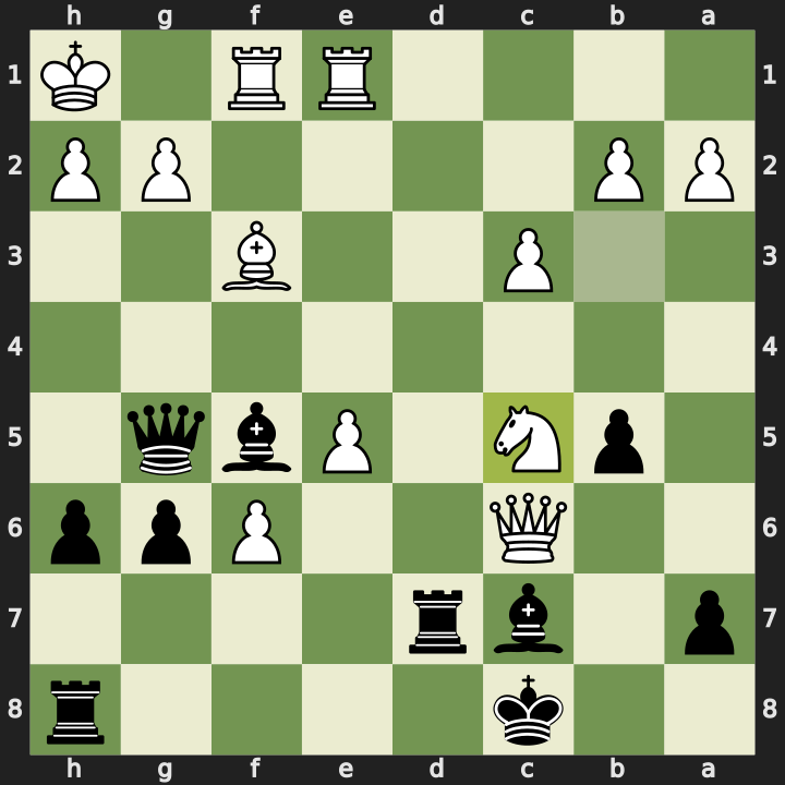 After 25. Nc5, Black to move