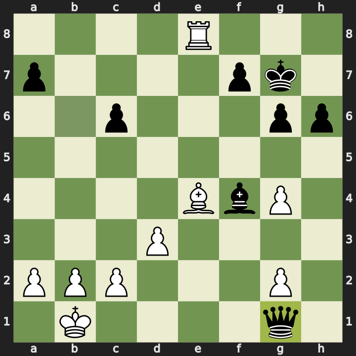 Final position after 25...Qg1#