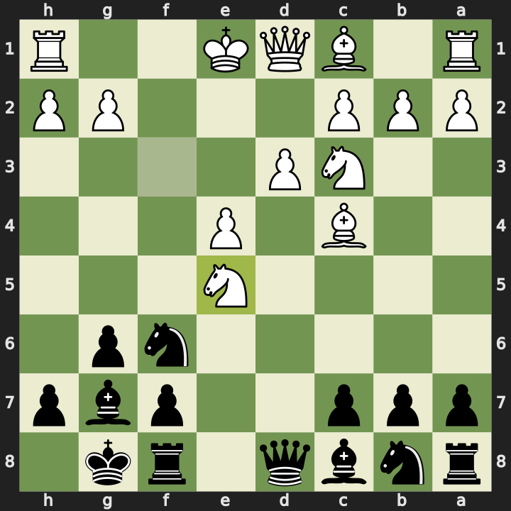 Position after 8.Nxe5, Black to play