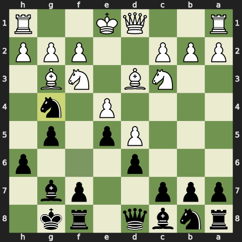 Animated line: 10.h4 Nd7 11.hxg5 hxg5 12.Qd2