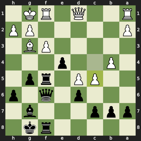 Animated line: 20...Qd4+ 21.Bf2 e3 22.Qxd4 Bxd4 23.Bxe3 Bxe3+ 24.Kh1
