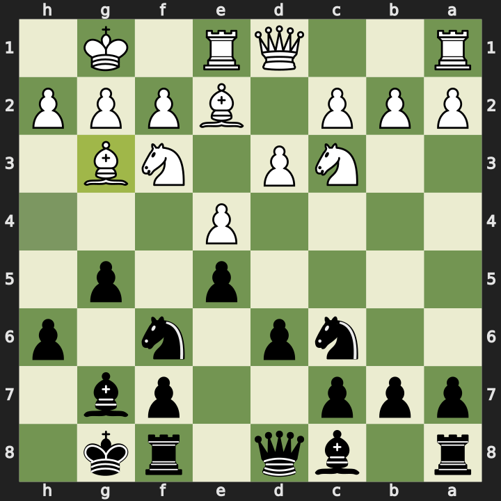 Position after 10.Bg3, Black to play