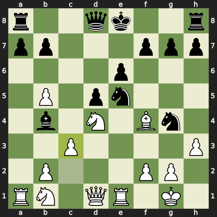 Position after 13.c3, Black to play