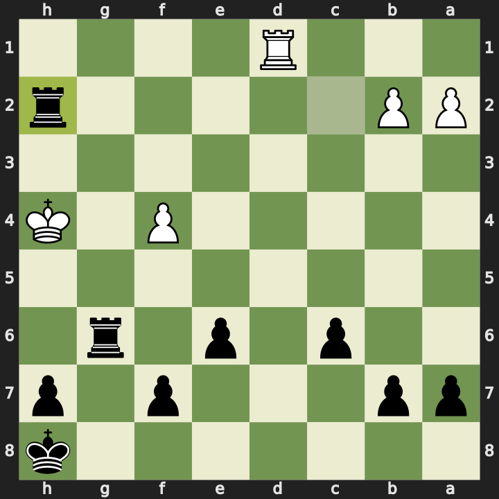 Position after 30...Rxh2 checkmate