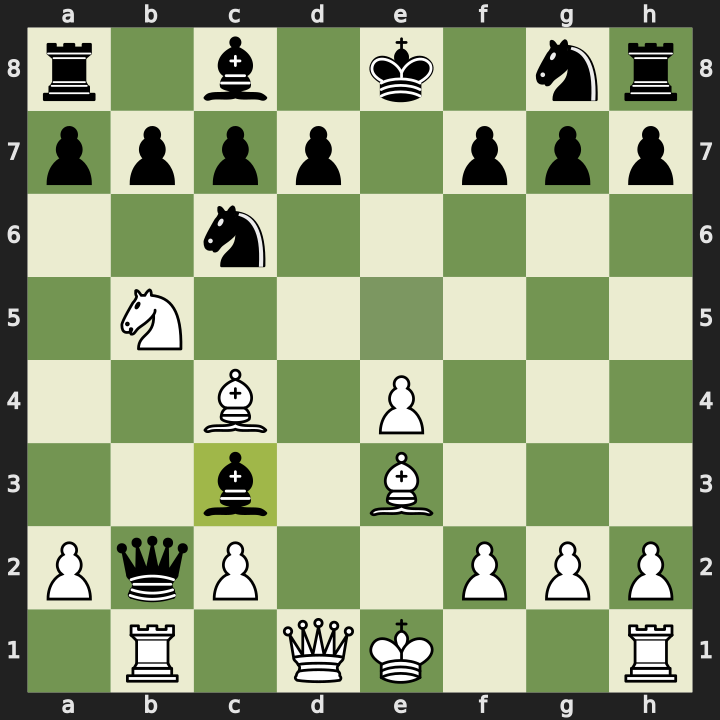 Position after 9...Bxc3+, White to play