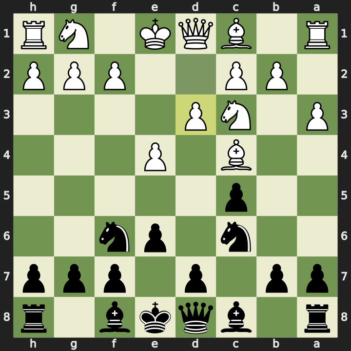 Position after 5.d3, Black to play