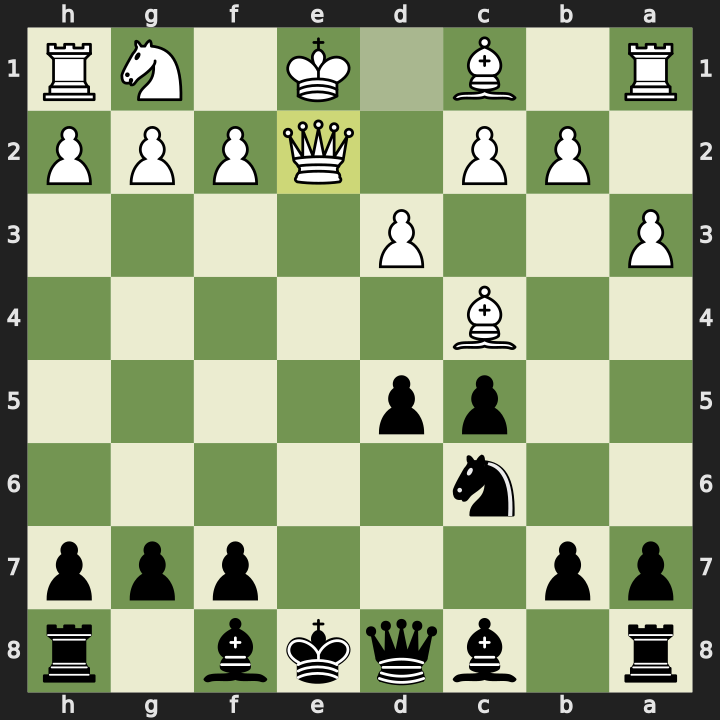 Position after 8.Qe2+, Black to play