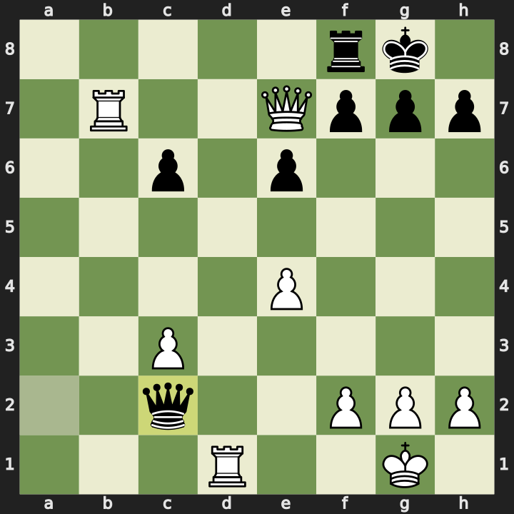 Position after 17...Qxc2, White to play